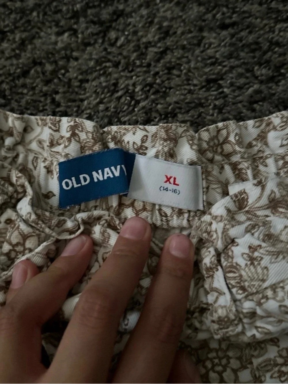 Old Navy Tan Floral Kids Shorts XL 0285